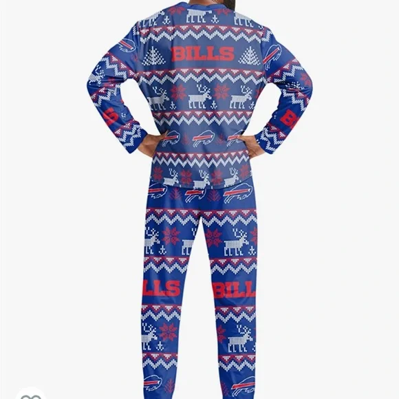 NWT NFL Buffalo Bills Ugly Sweater Print Pajamas - Picture 2 of 7